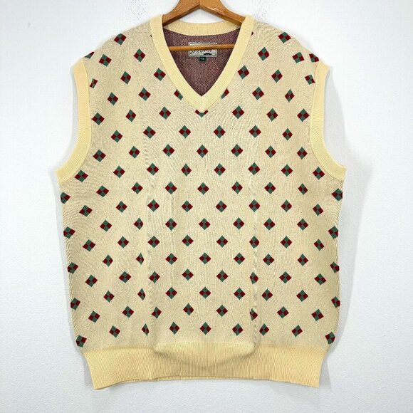 Bogey Boys Golf Sweater Vest Yellow Gold with Red Green Accents Size XXXL Preppy